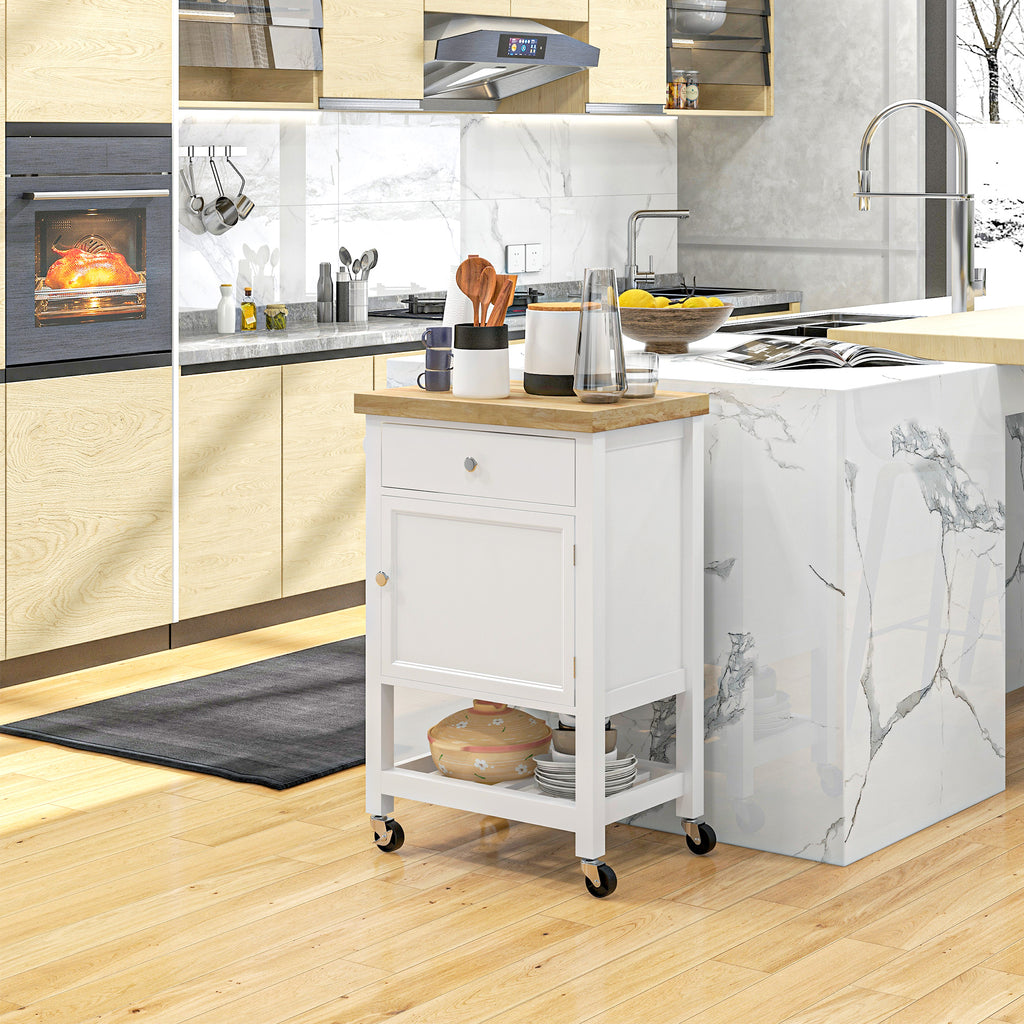 Kitchen Island Cart with Rubberwood Top, Wine Rack and Cabinet – image 7