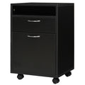 Rolling Printer Stand with 2 Drawers and Storage Cabinet, Black – image 1