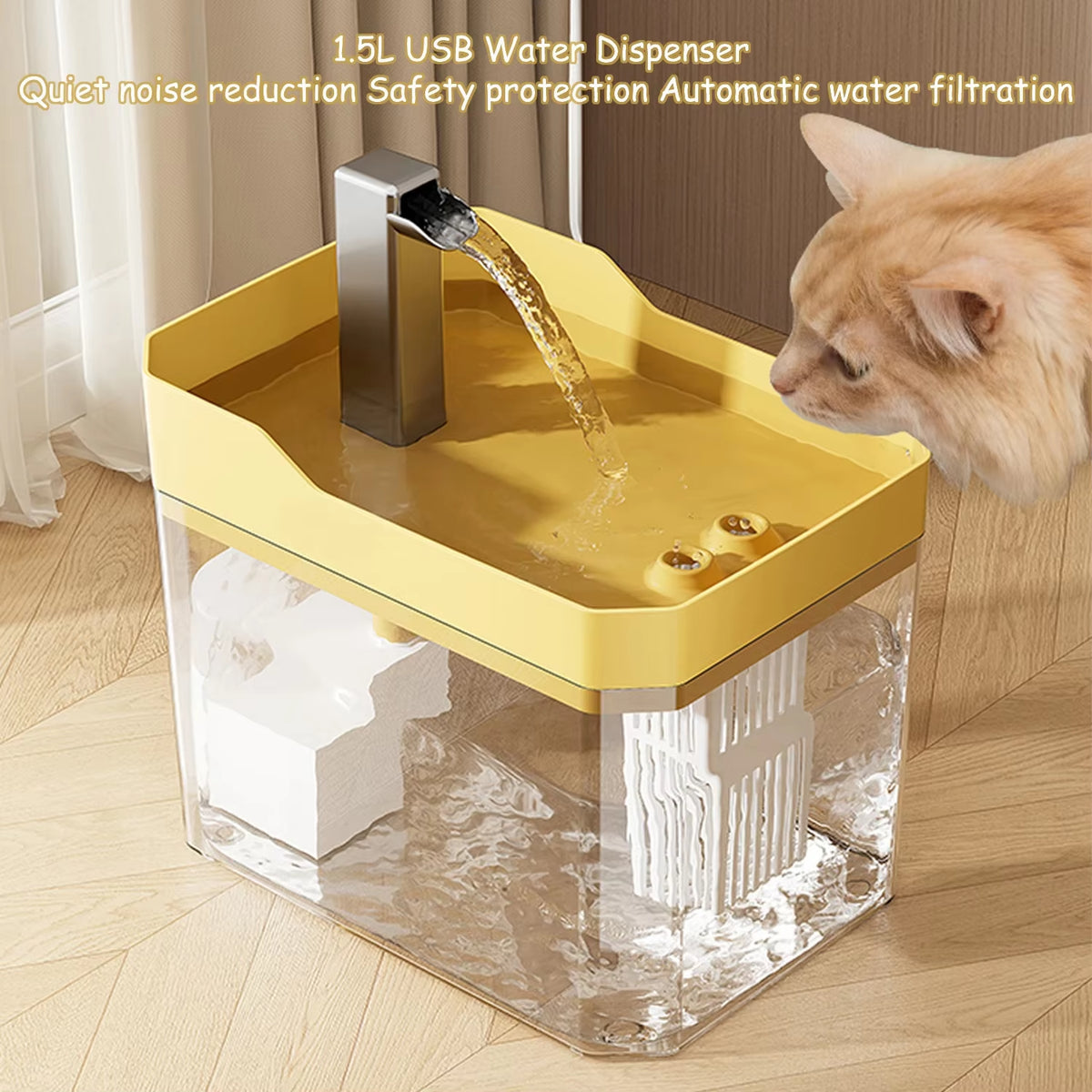 Cat Water Fountain 1.5L – Filtered Pet Water Dispenser – image 2