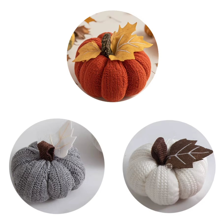 Knitted Pumpkin Decor Set of 3 - Fall Harvest Table and Shelf Accents – image 6