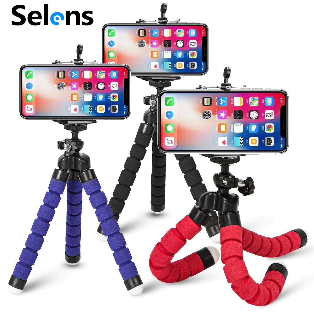 Phone Tripod, Flexible Mini Octopus Stand with Phone Clip