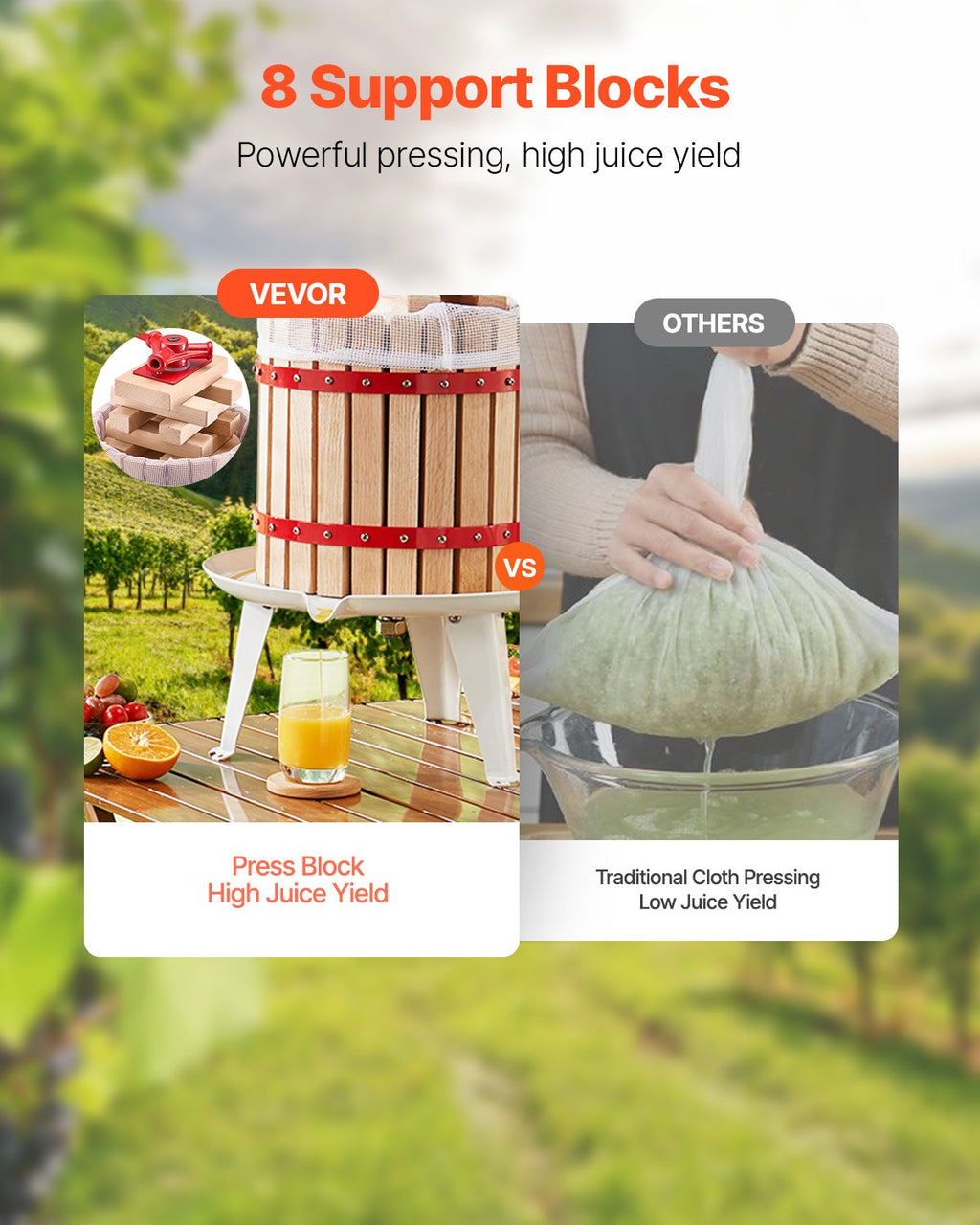 Fruit Wine Press 3.2 Gal (12 L) Beechwood Basket Cider & Juice Press – image 3