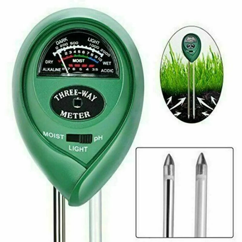 Soil Moisture Meter 3-in-1 - pH, Moisture & Light Tester