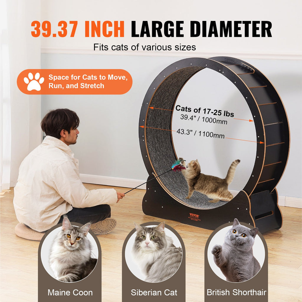 Cat Exercise Wheel 43 in, Silent Wooden Cat Treadmill for Indoor Cats – image 5