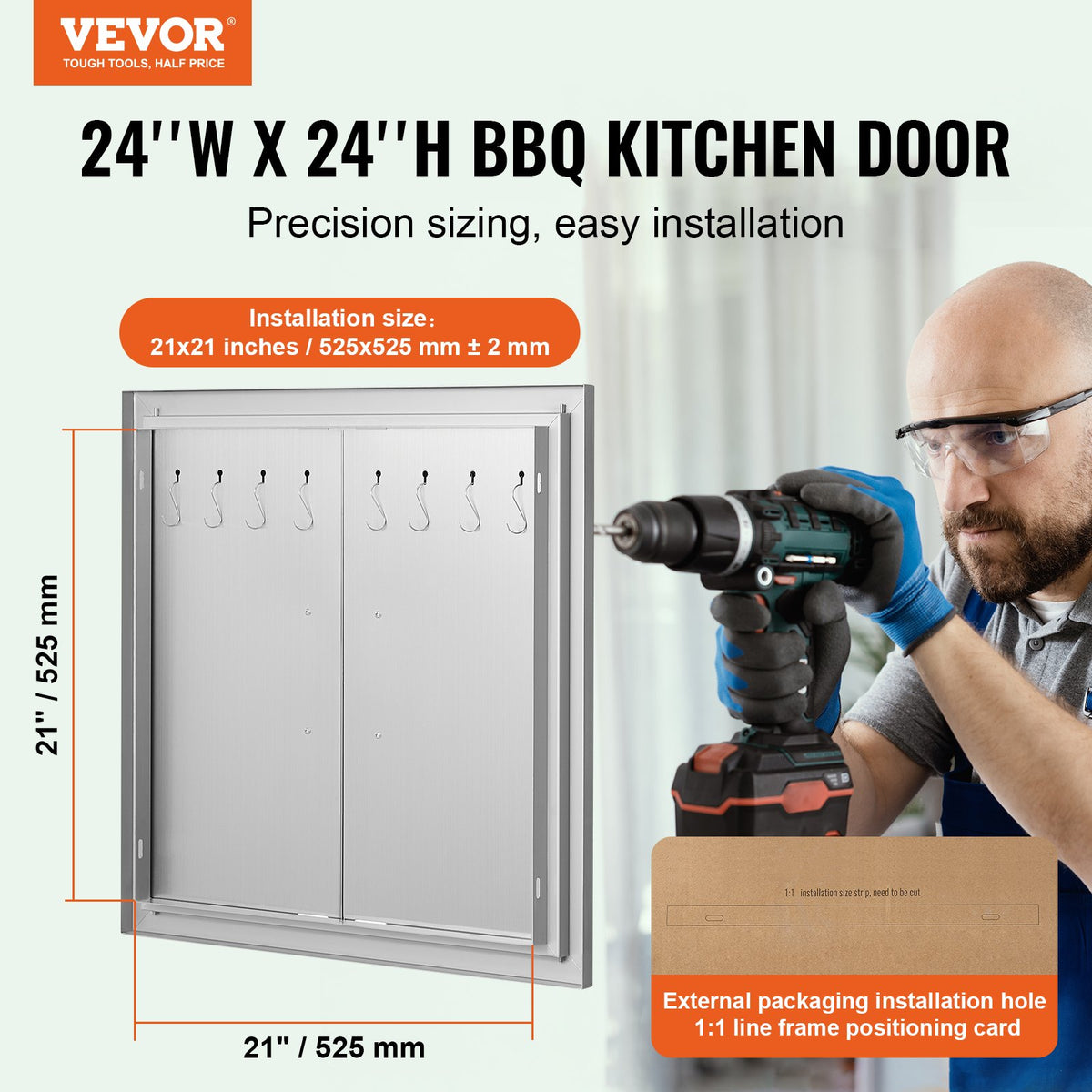 Stainless Steel BBQ Island Access Door 24 x 24 In Double Door – image 3