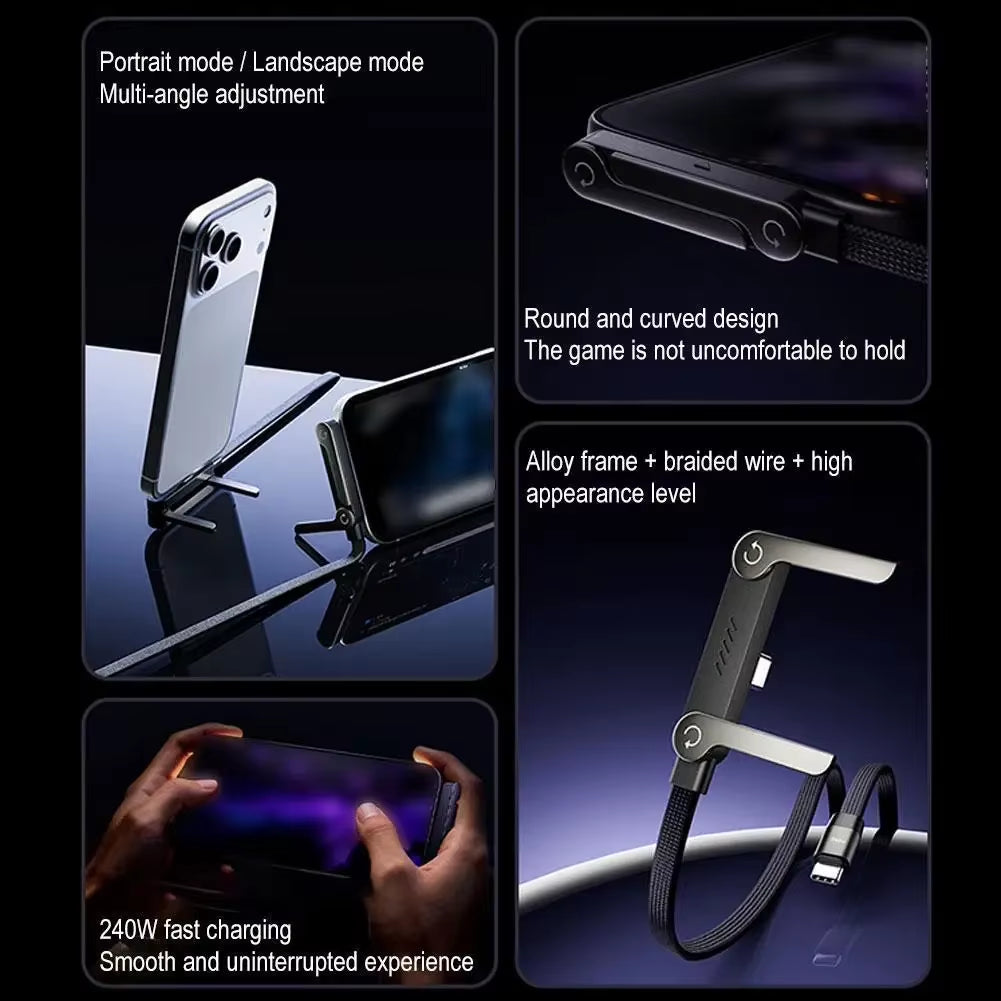 Right-Angle USB-C Charging Cable with Foldable Phone Stand – image 6
