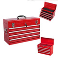 Metal Tool Box 21 in with 4 Drawers, Portable Locking Tool Chest, Red