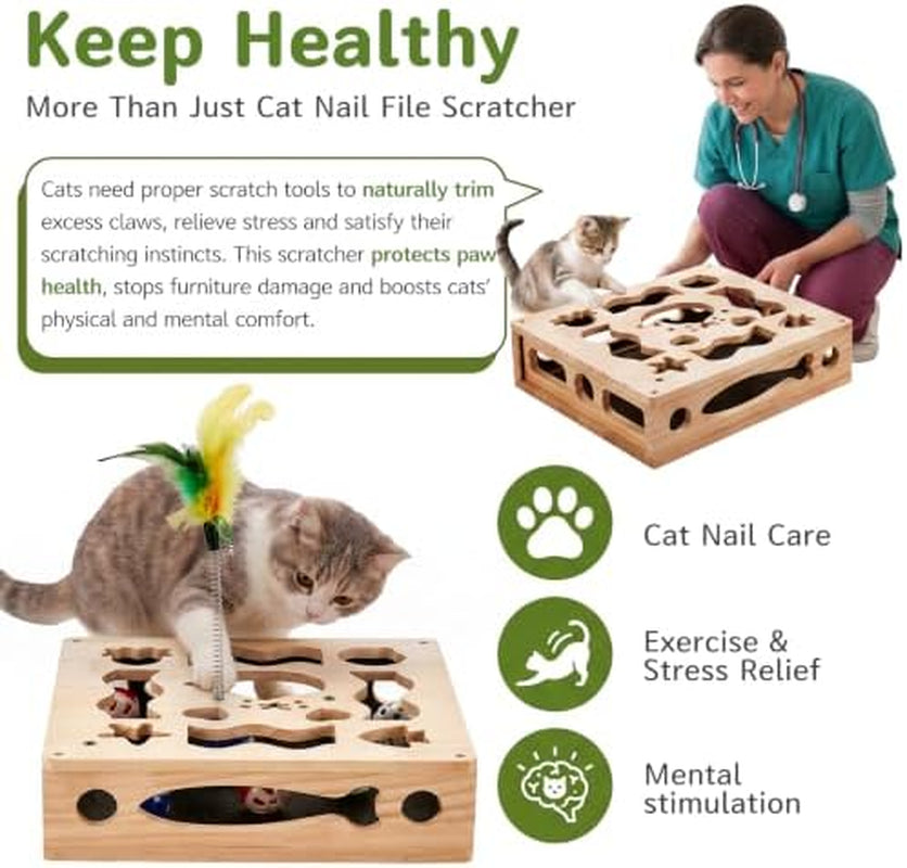 Cat Nail File Scratcher Box with Teaser Wands & Bell Balls – image 5