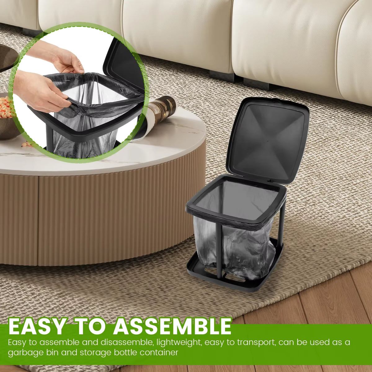 Foldable Adjustable Camping Trash Can with Lid – image 5