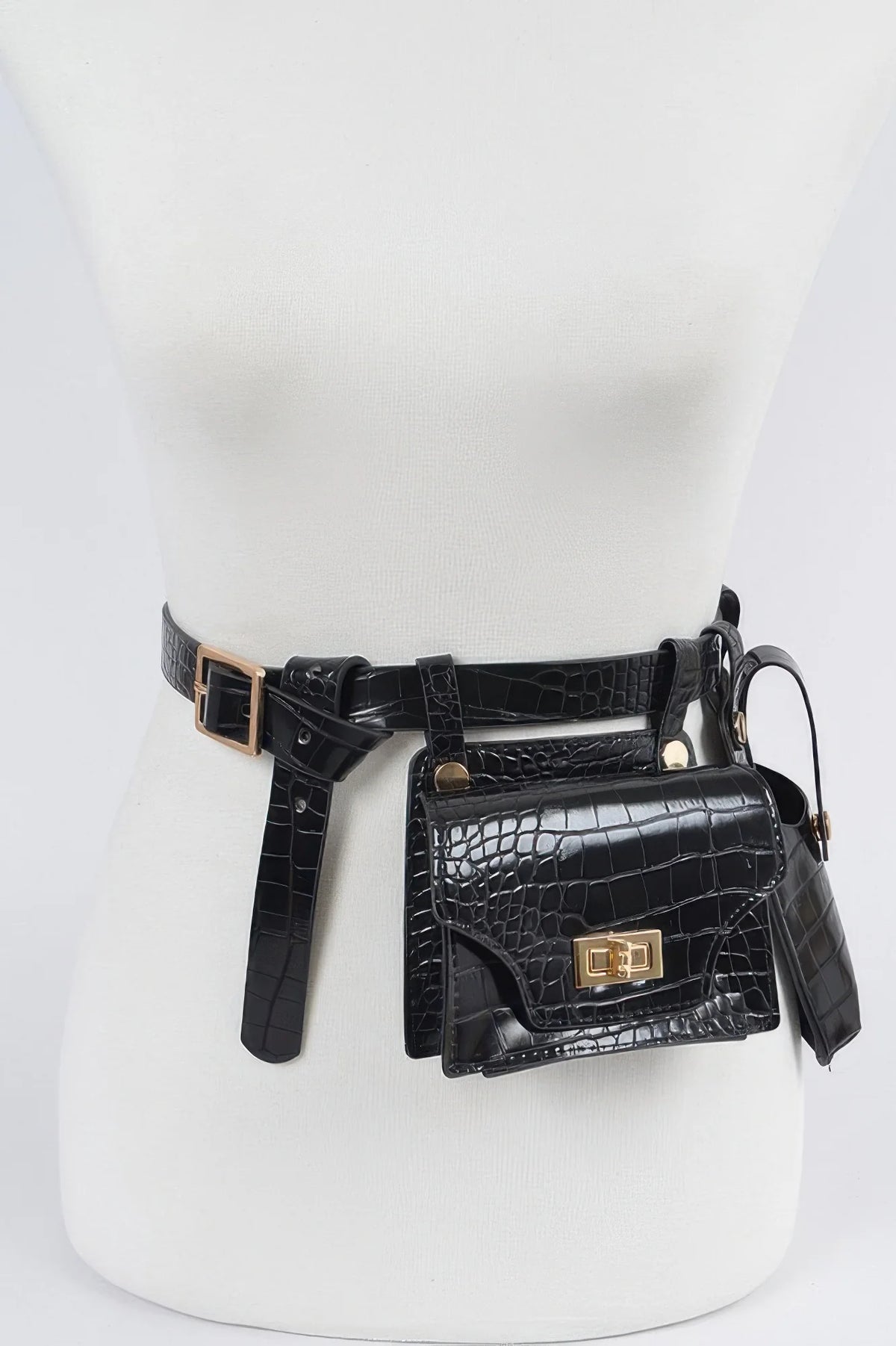 Double Belt Bag – Two Mini Pouch Waist Bag, Black