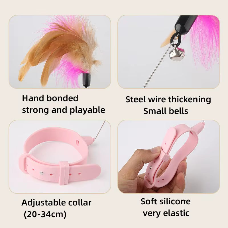 Feather Teaser Wand with Bell - Interactive Cat Toy