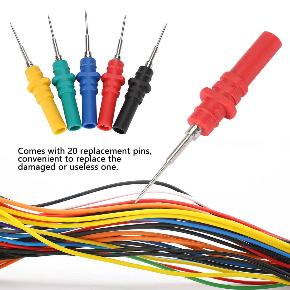 Mechanic Back Probe Pin Kit 15 Pc - Automotive Diagnostic Test Probes & Spare Pins