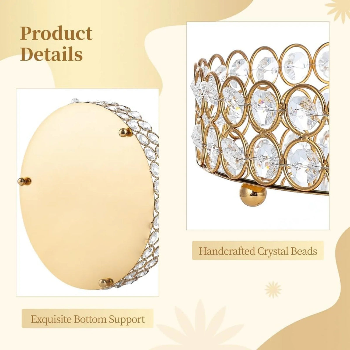 Mirrored Vanity Tray, Crystal Decorative Perfume & Makeup Tray – image 4