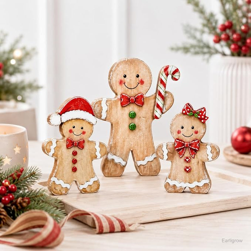 Wooden Gingerbread Christmas Tabletop Decor, Set of 3 – image 3