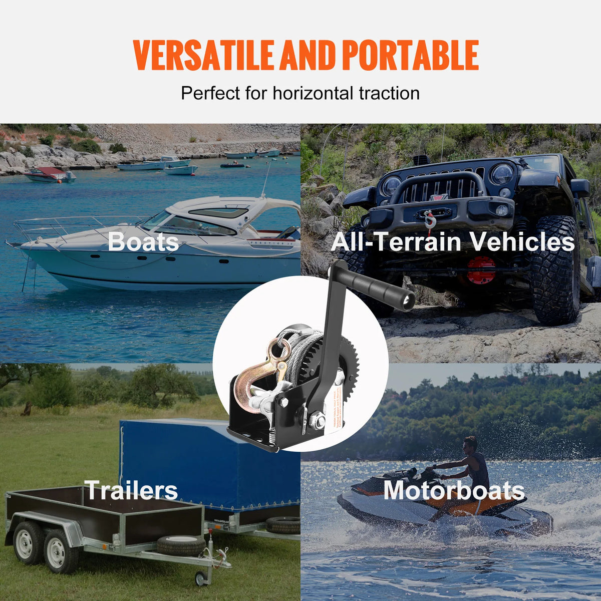 800 lb Hand Crank Boat Trailer Winch with 33 ft Cable – image 6