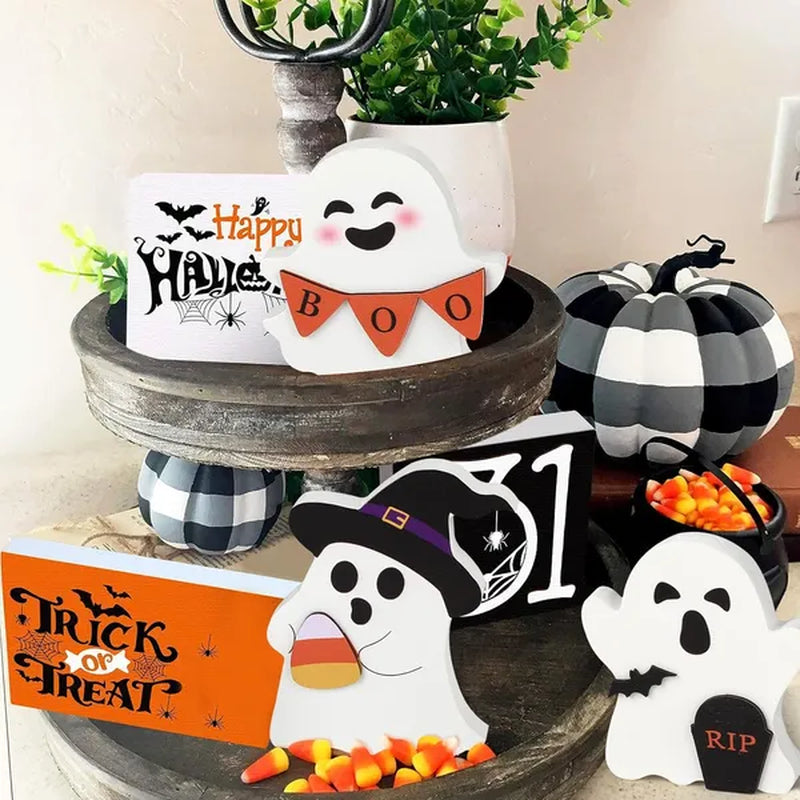 Halloween Tiered Tray Decor, Wooden Ghost Signs Set of 3 – image 6