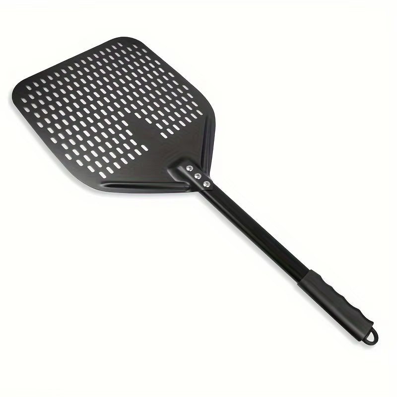 1PC Perforated Pizza Peel, 30.48 X 35.56 Cm Rectangular Pizza Transfer Peel, Professional Aluminum Turning Pizza Paddle
