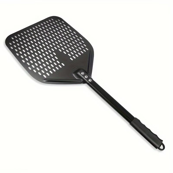 1PC Perforated Pizza Peel, 30.48 X 35.56 Cm Rectangular Pizza Transfer Peel, Professional Aluminum Turning Pizza Paddle