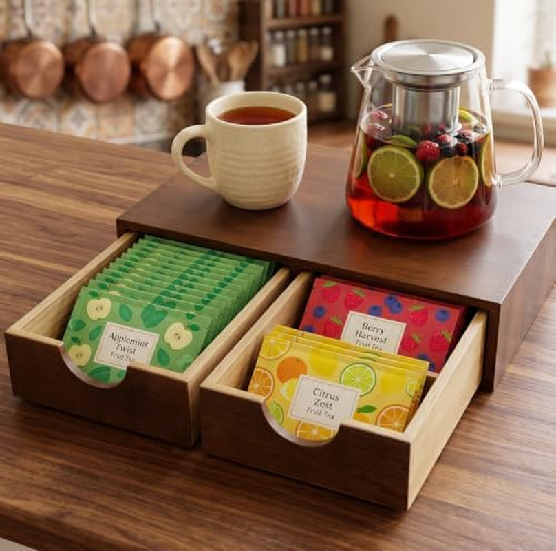 Coffee Pod Organizer, Wooden Coffee Maker Stand with Drawer – image 4