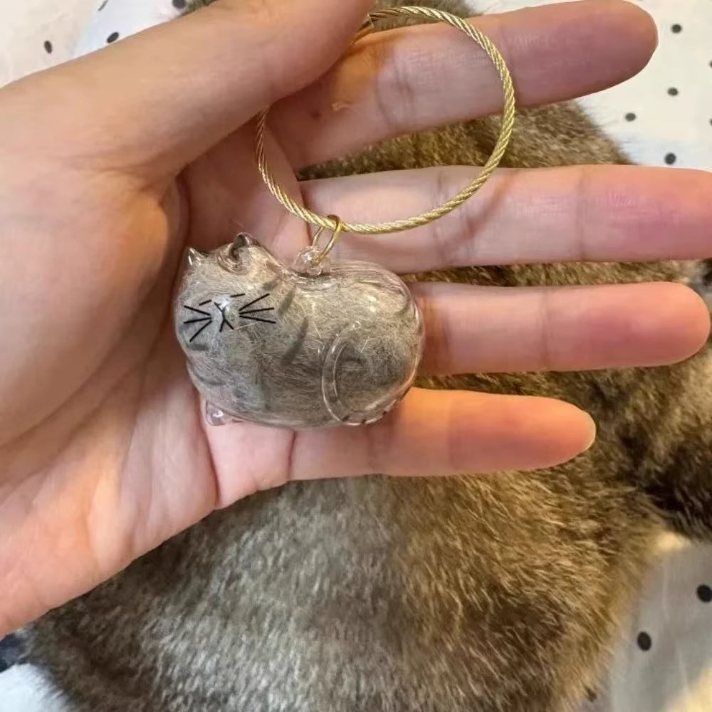 Pet Fur Keepsake Keychain - Clear Memorial Pendant