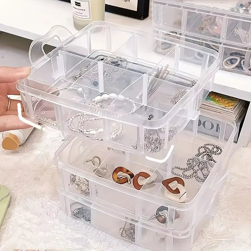 Compartment Organizer Box - 18 Grid Clear Stackable with Handle – image 7