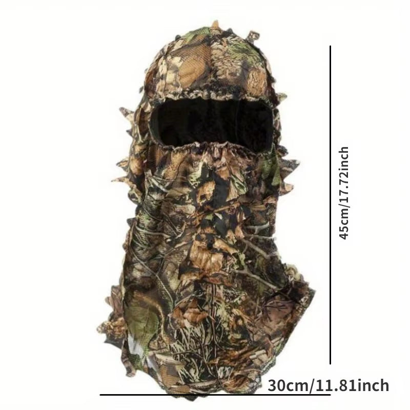 3D Leafy Camo Hunting Face Mask, Breathable Full Face Cover