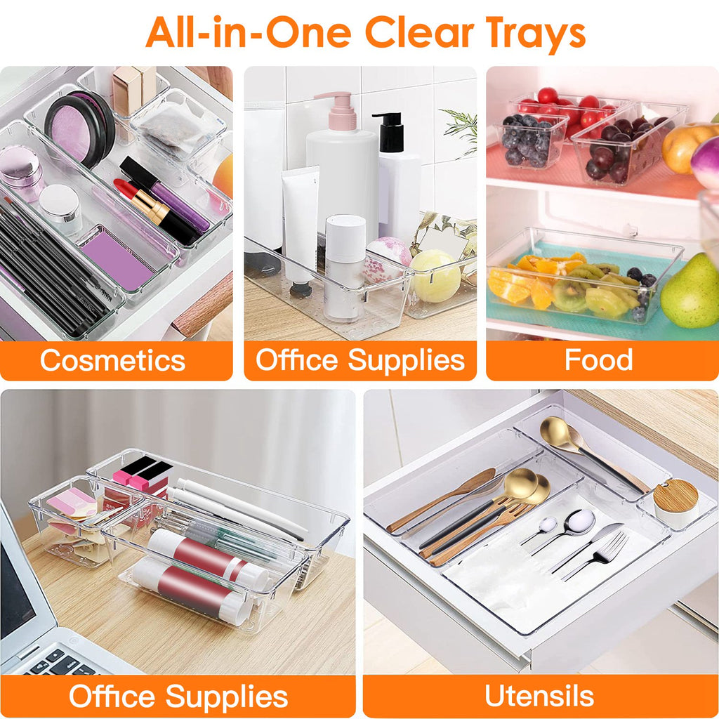 25-Piece Clear Drawer Organizer Tray Set – image 3