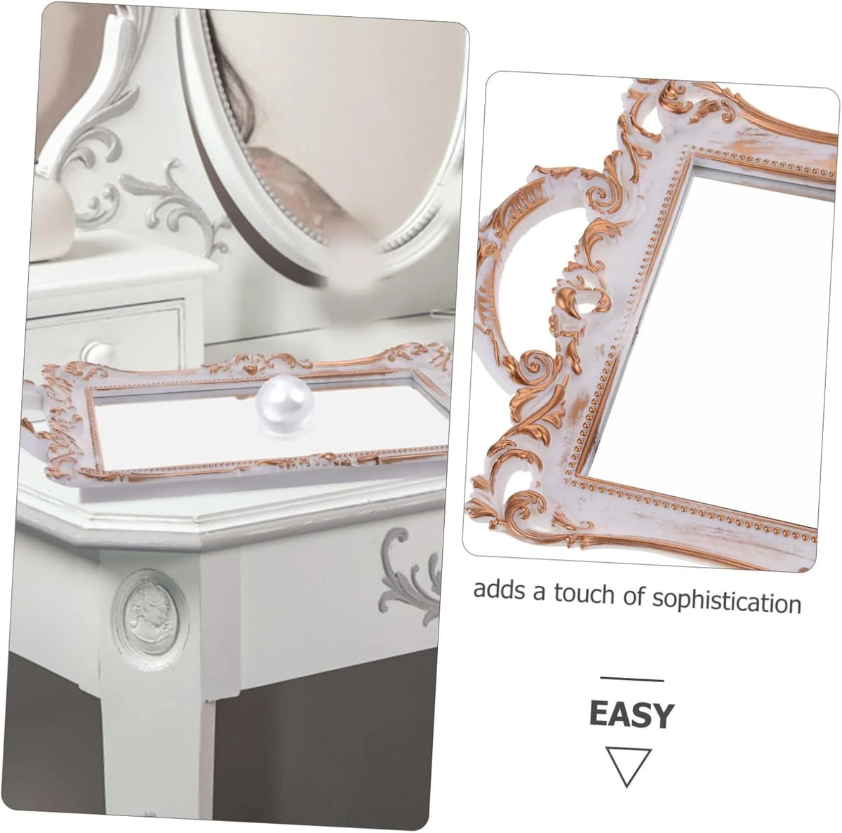 Mirror Vanity Tray - Gold Perfume and Jewelry Display Tray – image 6