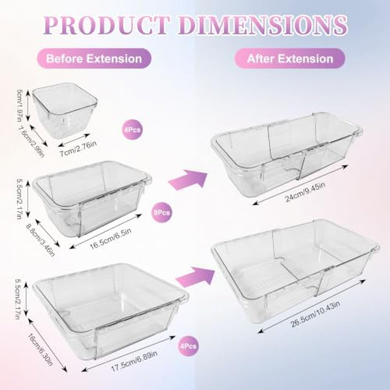 Clear Acrylic Drawer Organizers, 16-Piece Extendable Trays – image 7