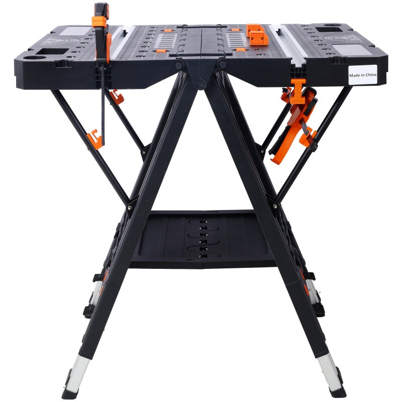 2-in-1 Folding Workbench and Sawhorse with 2 Clamps – image 1