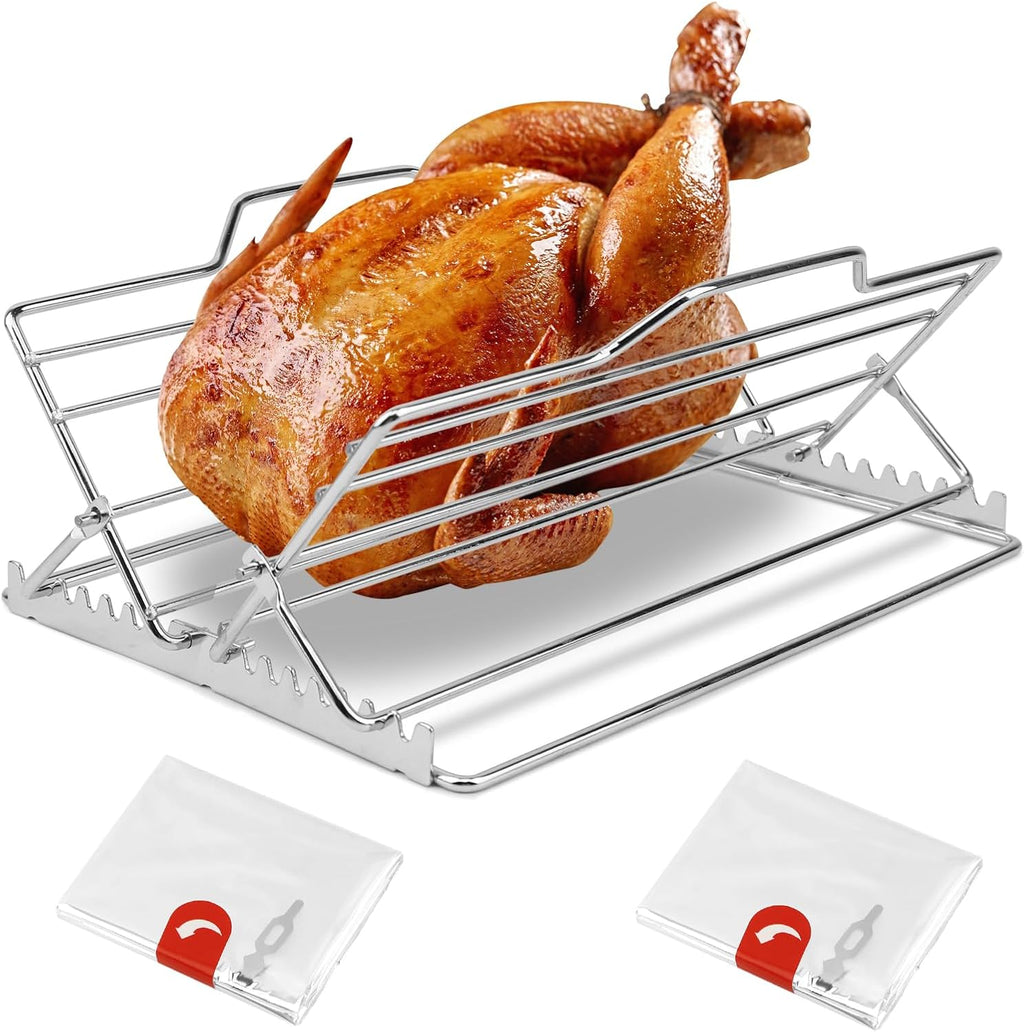 Roasting Rack for Turkey – Adjustable Stainless Steel, Fits 9x13 Pan