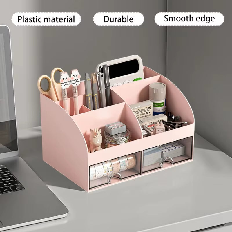 Desk Organizer Box with 6 Compartments and 2 Drawers – image 4