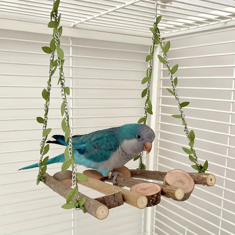 Natural Wood Bird Swing - Branch Perch Cage Toy for Parrots – image 2