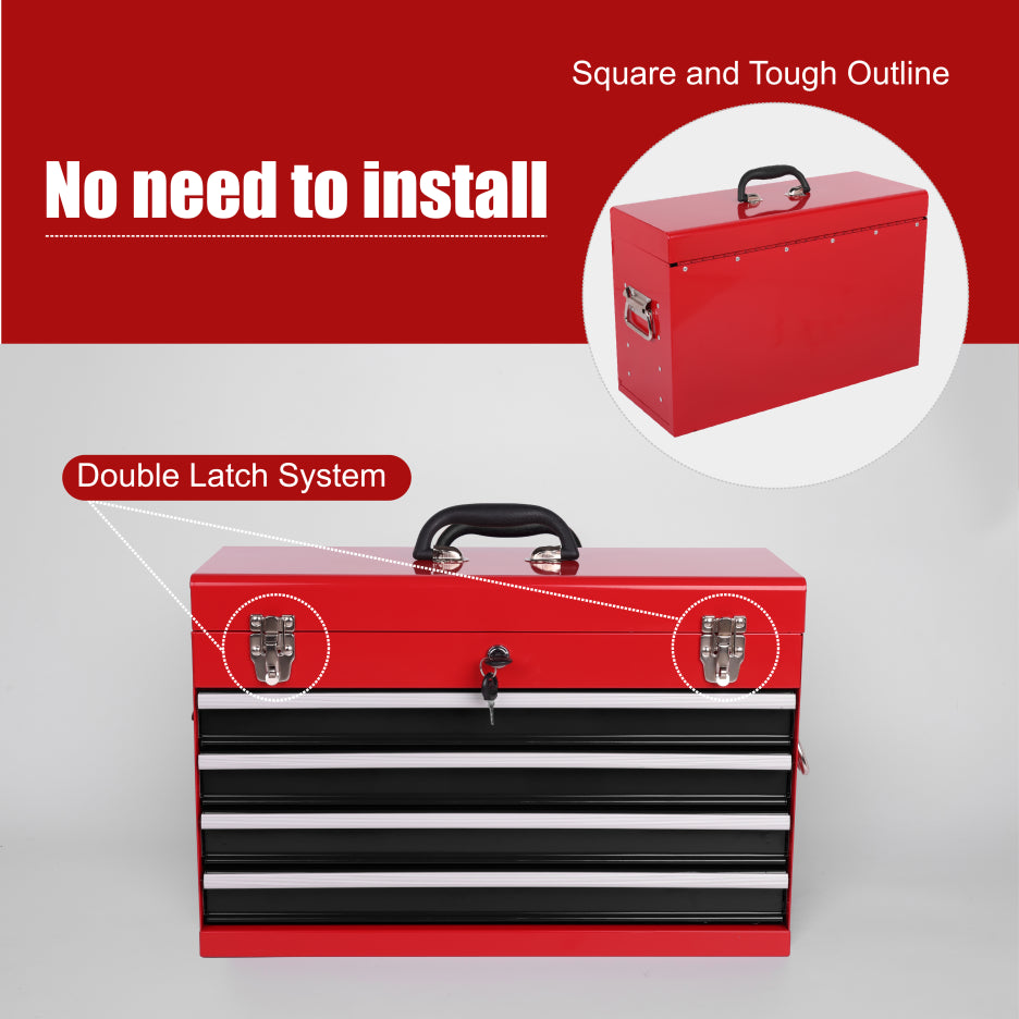 Metal Tool Box with 4 Drawers, 21 in Portable Locking Tool Chest – image 2
