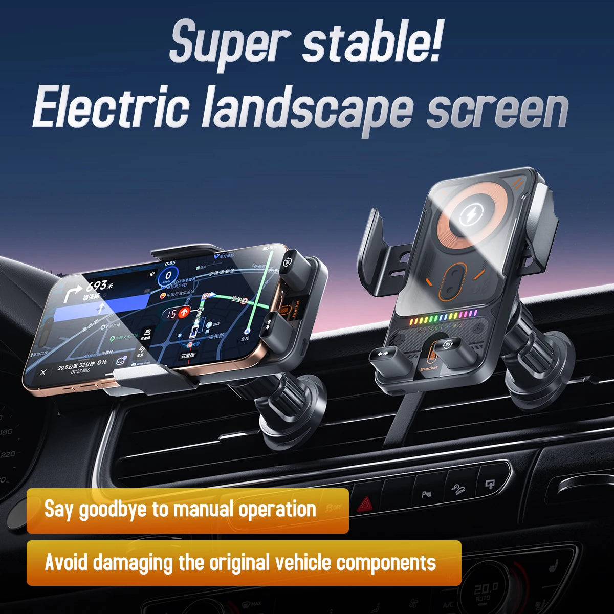 Auto-Clamping Wireless Car Charger Mount – 15W Vent Holder – image 7