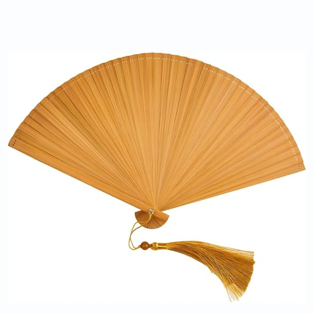 Wooden Folding Hand Fan with Tassel