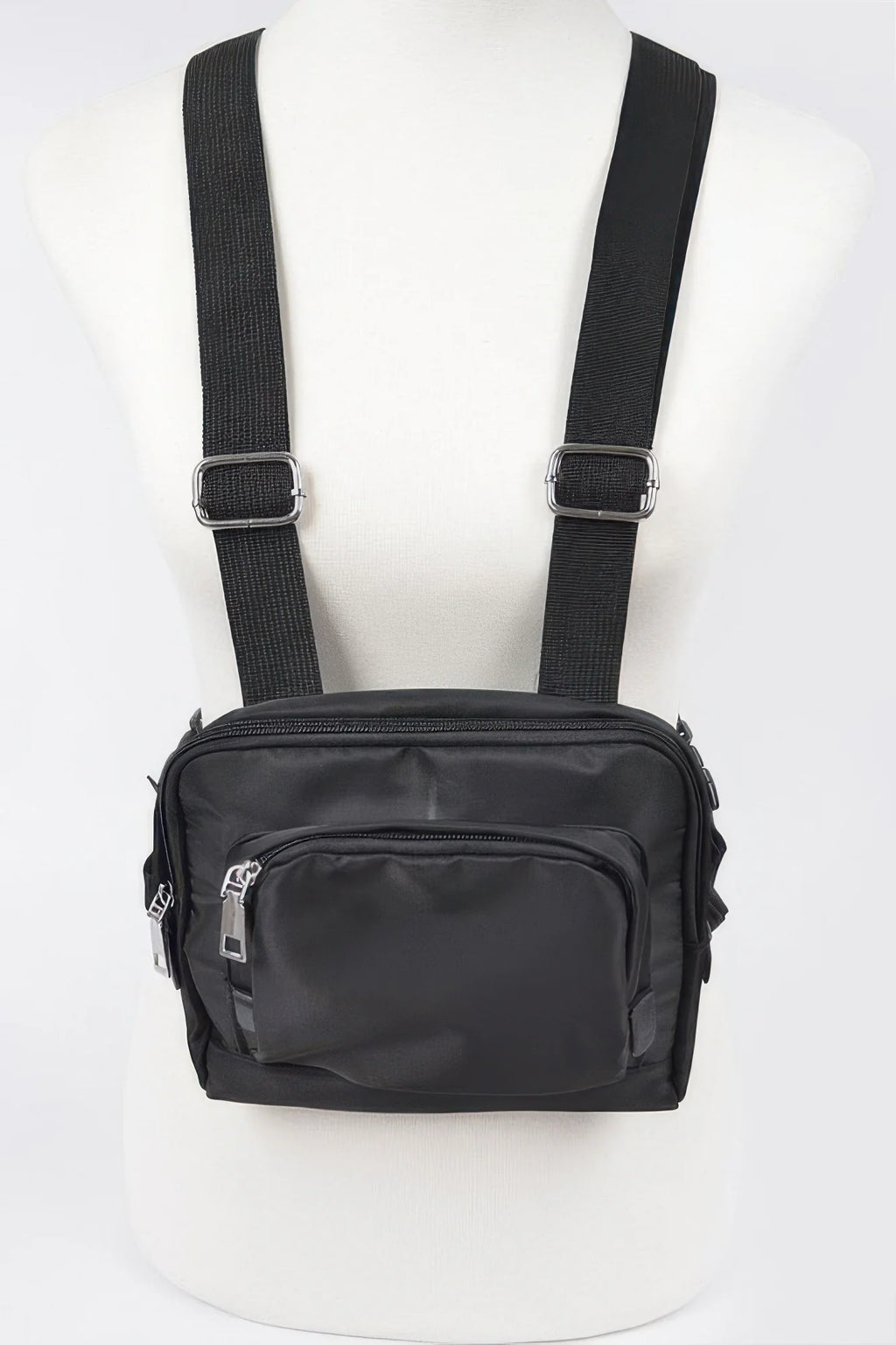Nylon Sling Bag with Matching Pouch, Black – image 2