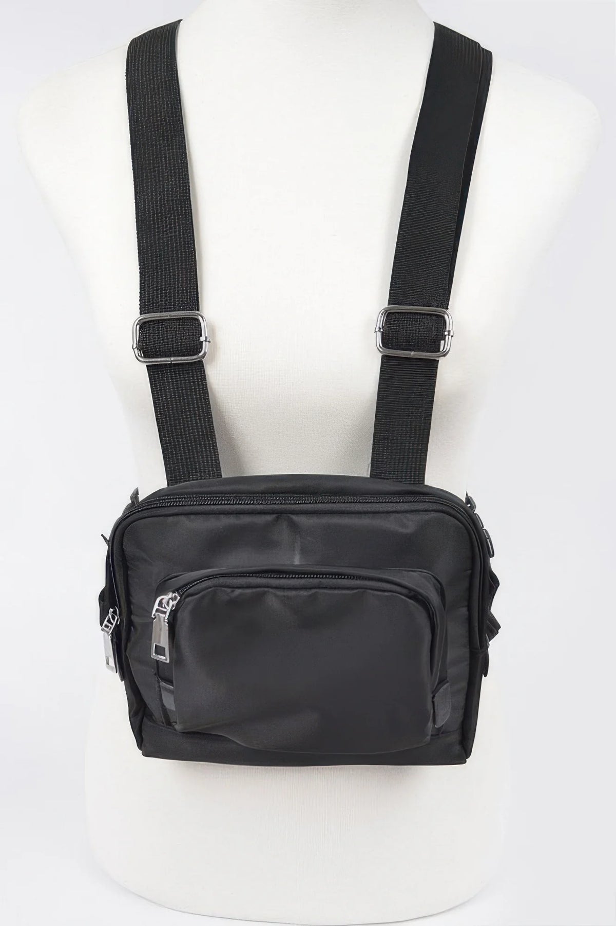 Nylon Sling Bag with Matching Pouch, Black – image 2