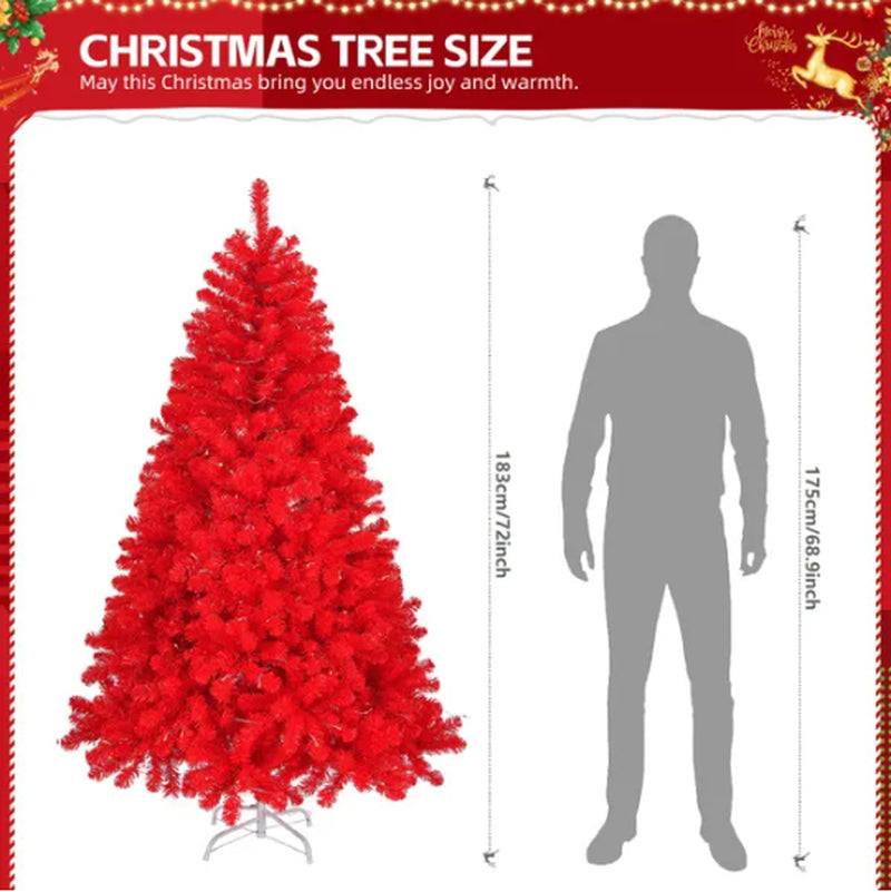 Artificial Christmas Tree 6ft Hinged Pine 800 Tips Metal Stand – image 2