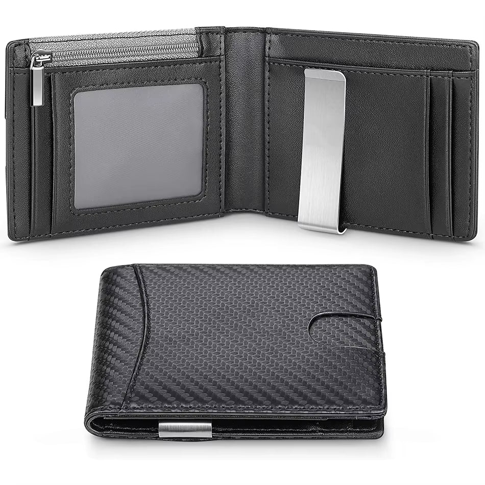 RFID Card Holder Wallet Carbon Fiber Look Slim Minimalist – image 8