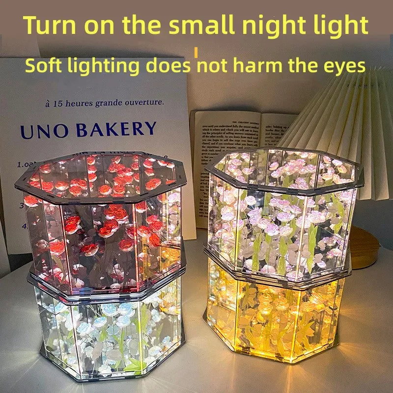DIY Tulip Mirror Cube Lamp Kit - Handmade 3D LED Night Light Craft