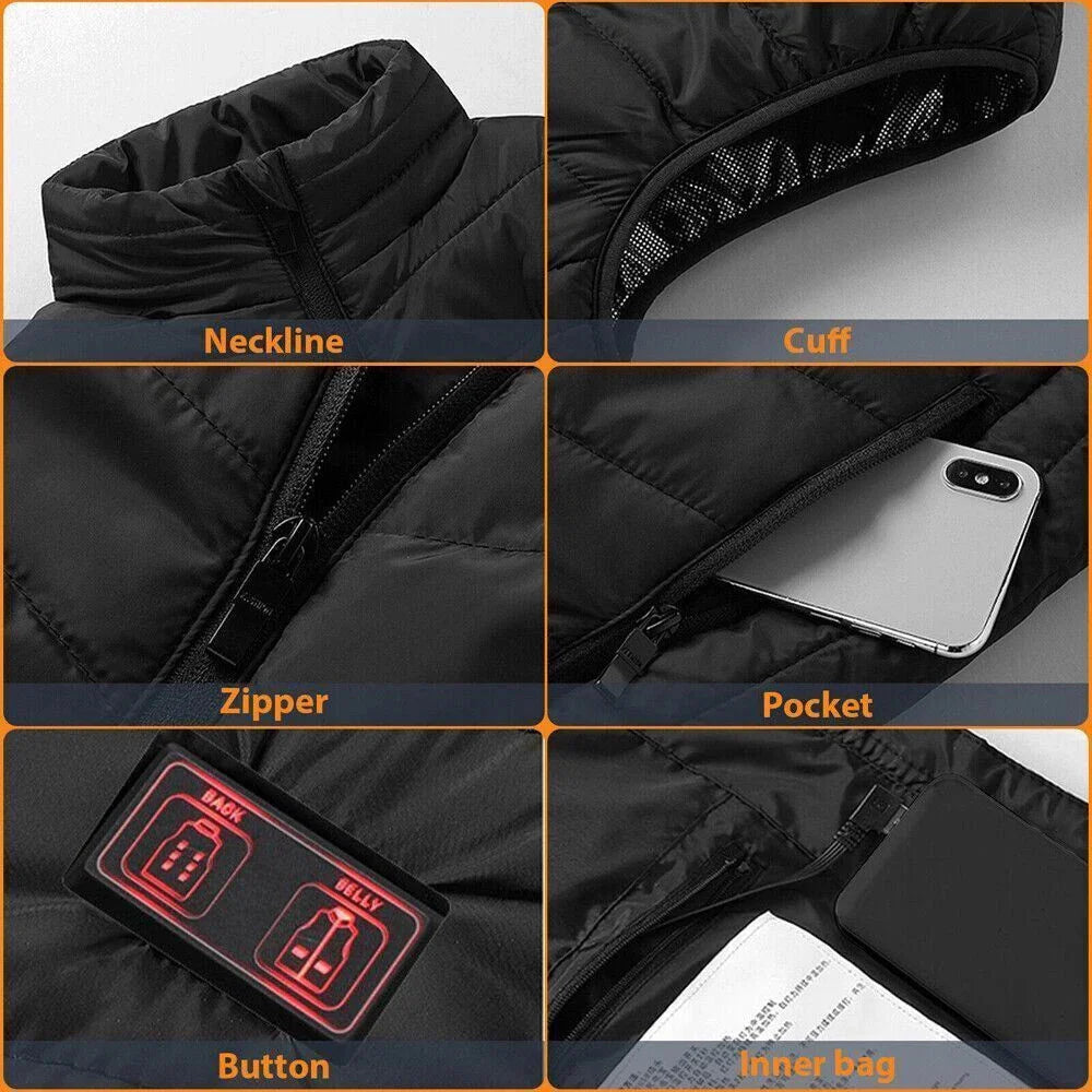 Heated Work Vest with 10000mAh Battery, 9 Heating Zones