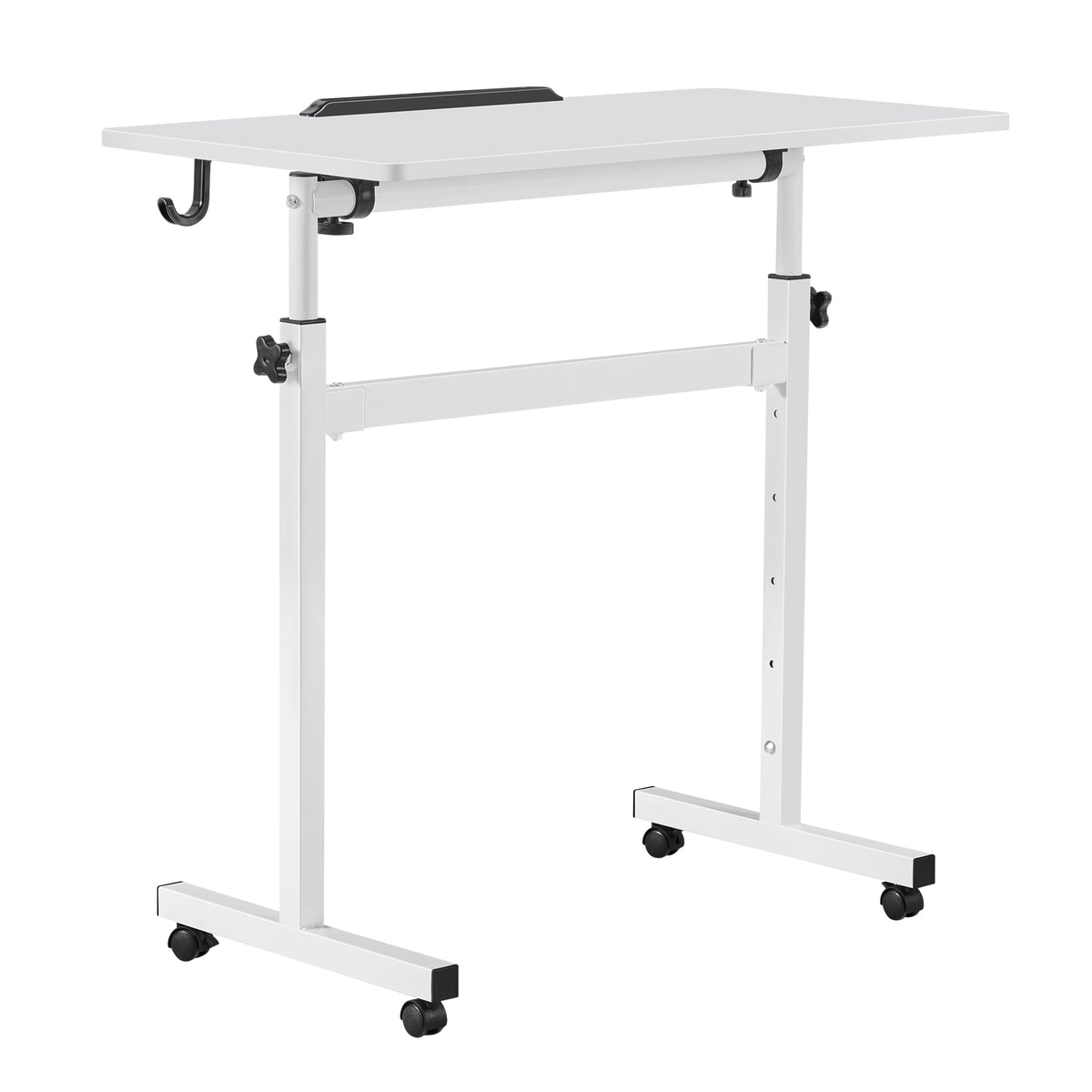 Mobile Standing Laptop Desk with Tilting Top and Lockable Casters – image 2