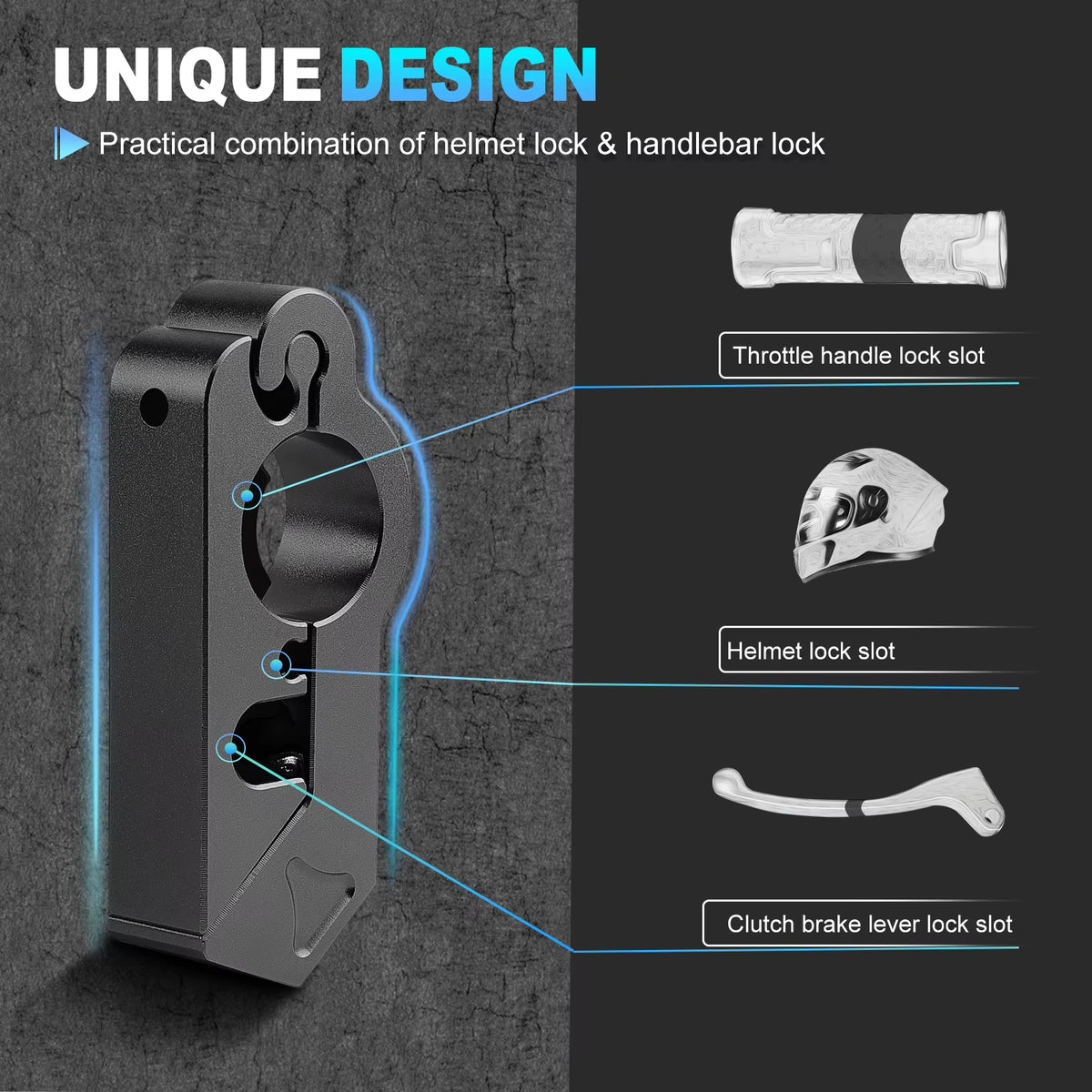 Motorcycle Handlebar Grip Lock, Anti-Theft Brake Lever Lock – image 3