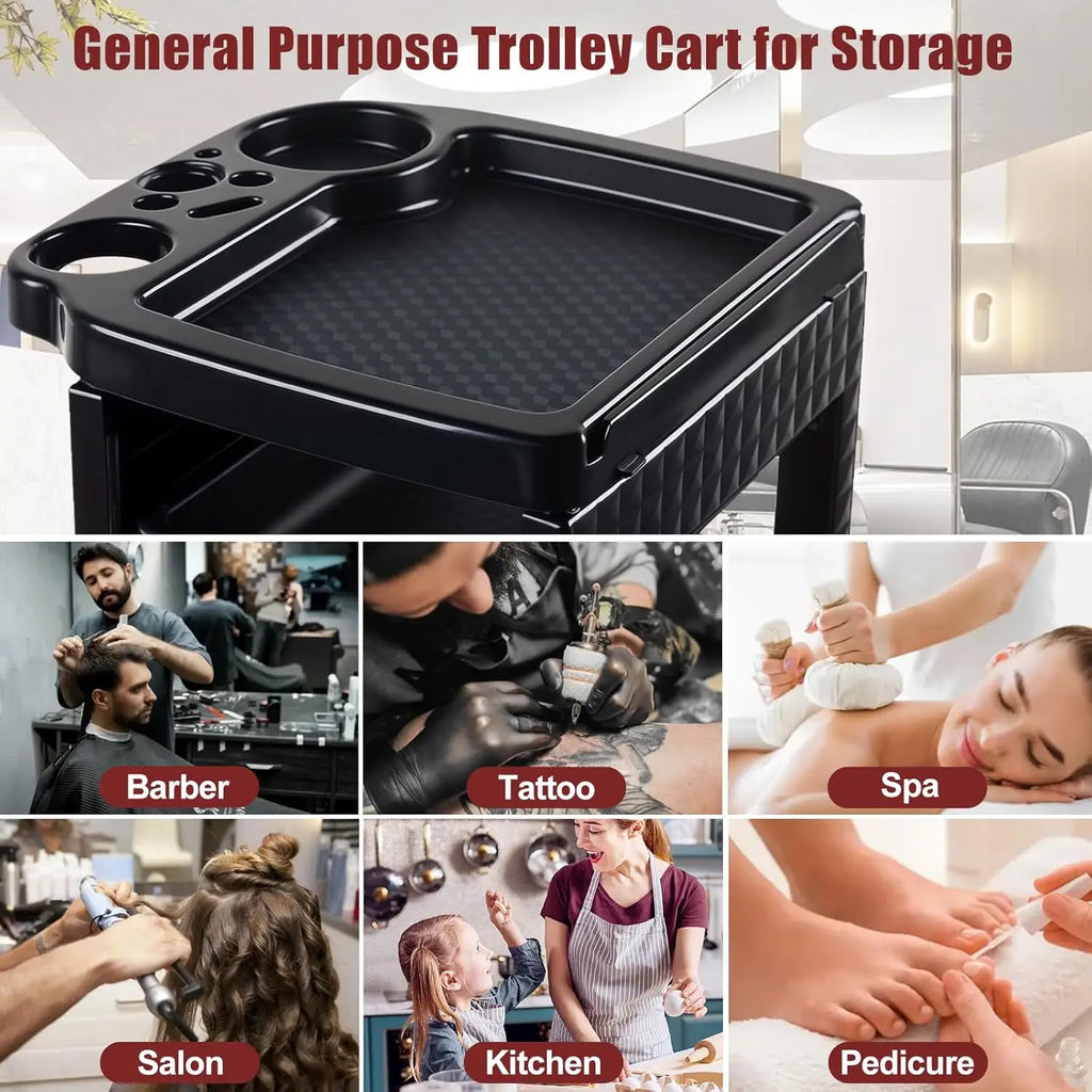 Salon Rolling Cart – 5-Drawer Beauty Trolley with Wheels, Black – image 6