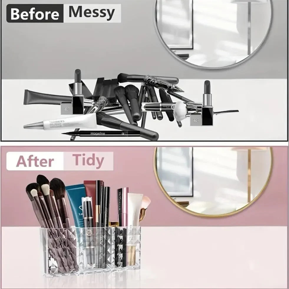 Makeup Organizer – Clear Acrylic Brush Holder with Compartments – image 6