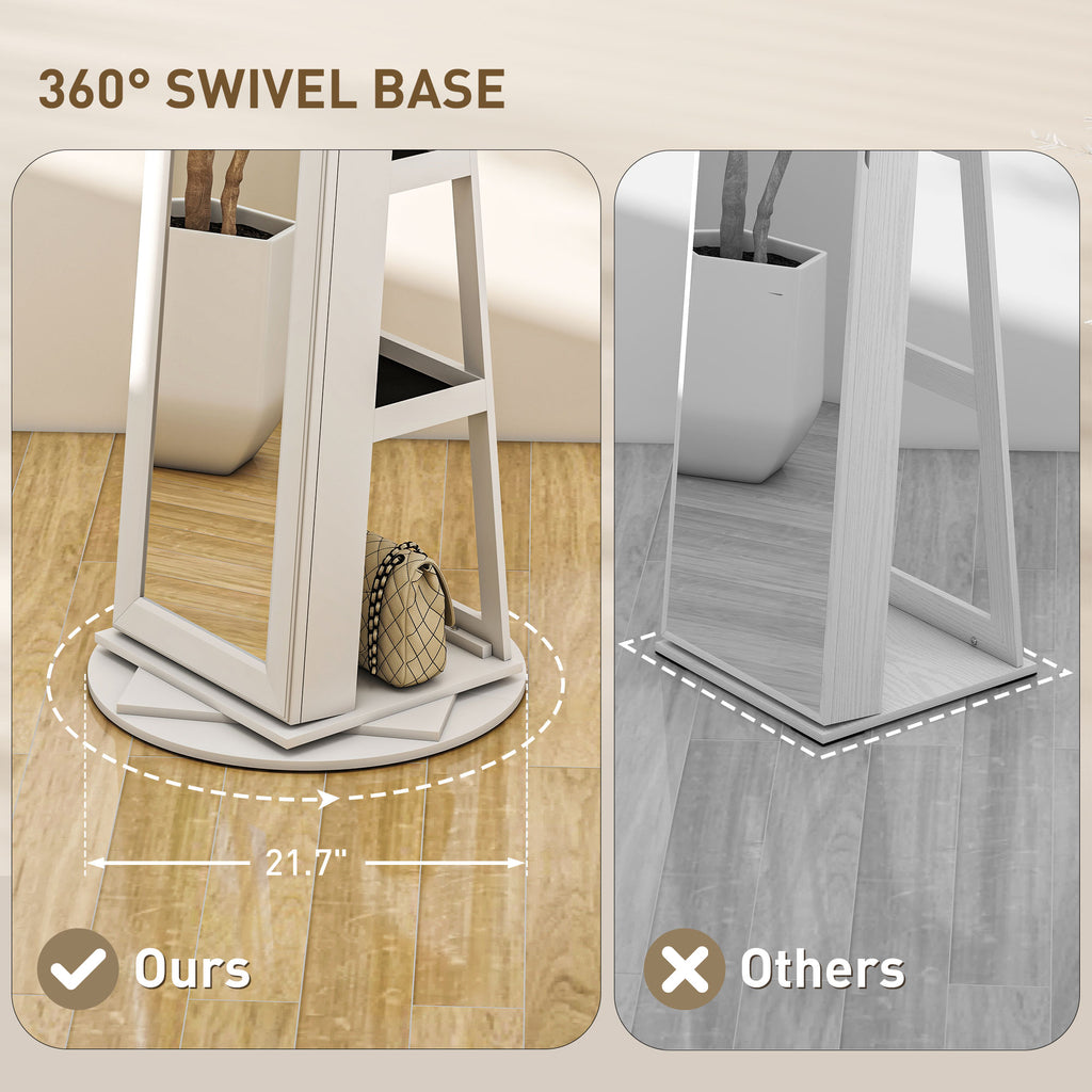 Rotating Standing Mirror Armoire with Magnetic Lock and Back Shelves – image 5