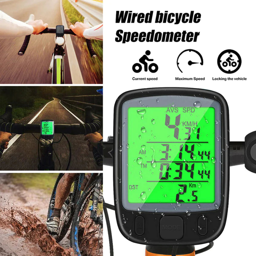 Bike Speedometer, Waterproof LCD Cycling Computer, Wired or Wireless
