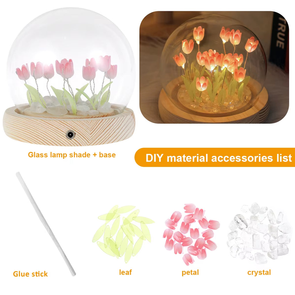 Tulip Night Light DIY Kit - Battery Operated LED Flower Lamp