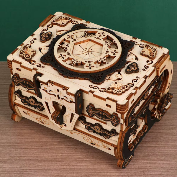 3D Wooden Puzzle Jewelry Box - DIY Carved Vintage Keepsake Box Kit